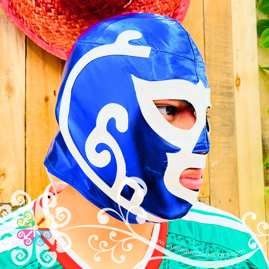 Royal Blue and White Luchador Mask - Adult Lucha Libre Mask