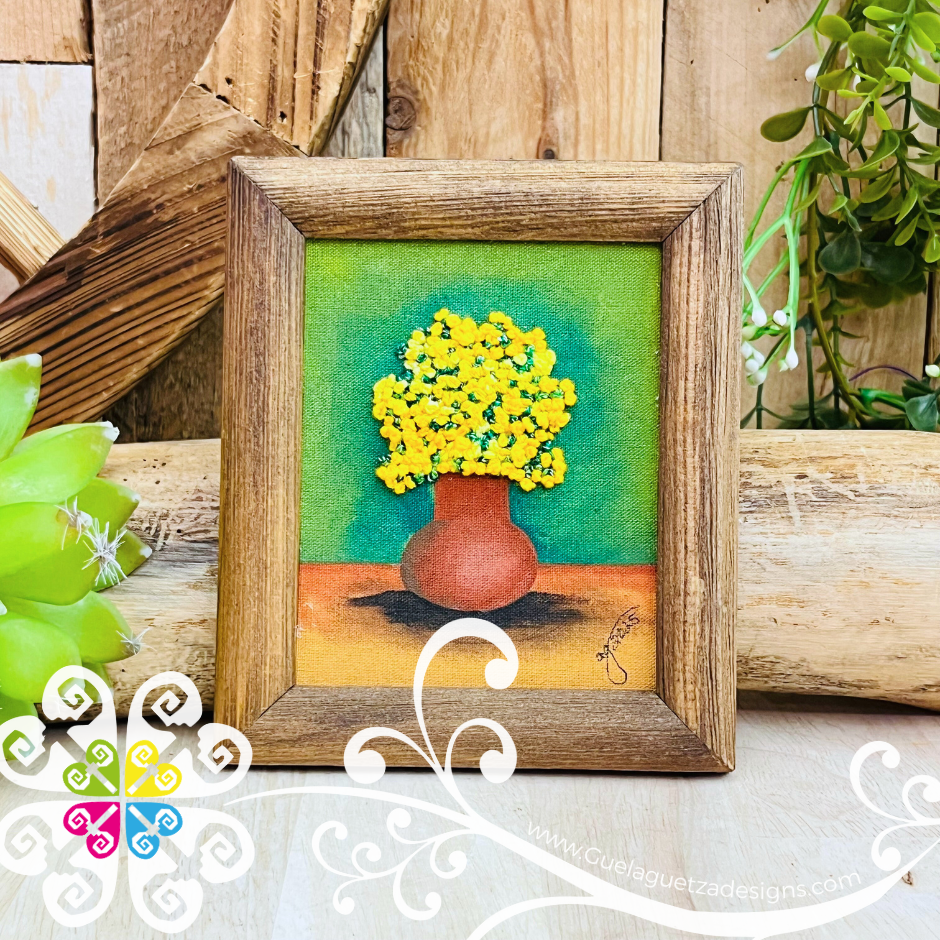Planter - Embroidered Wood Frame