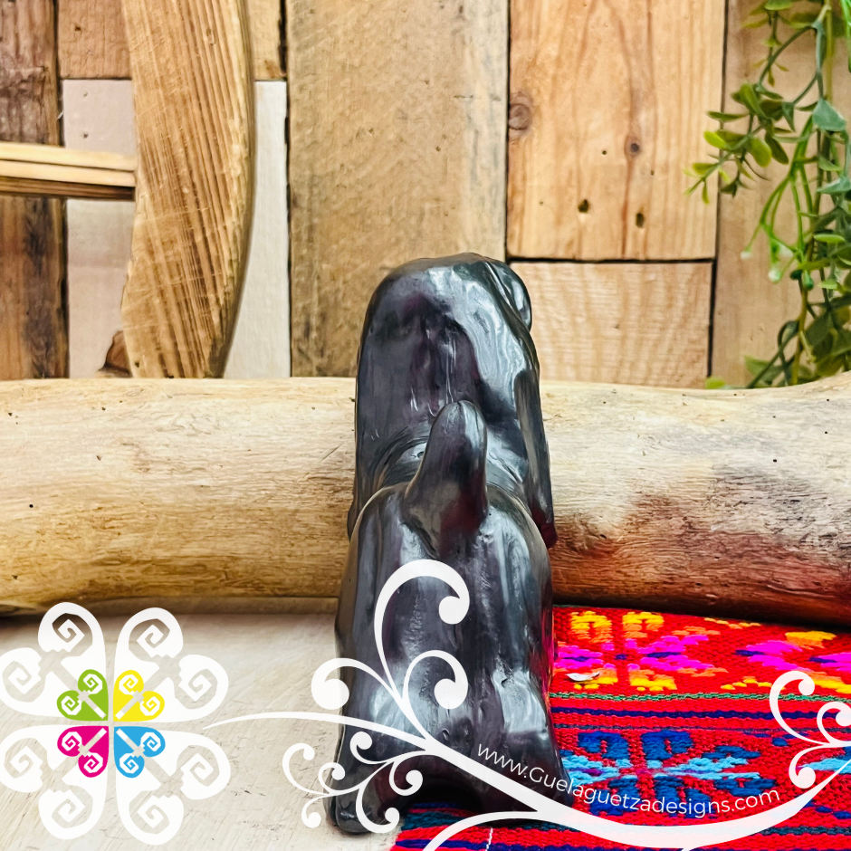 Weenie Dog Black Clay Figure - Barro Negro Oaxaca