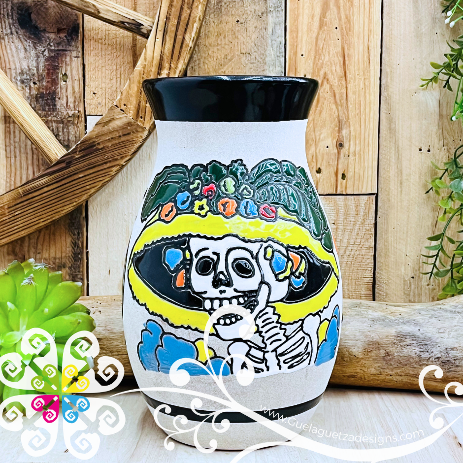 Black Catrina Ovulo Vase - Mexican Home Décor