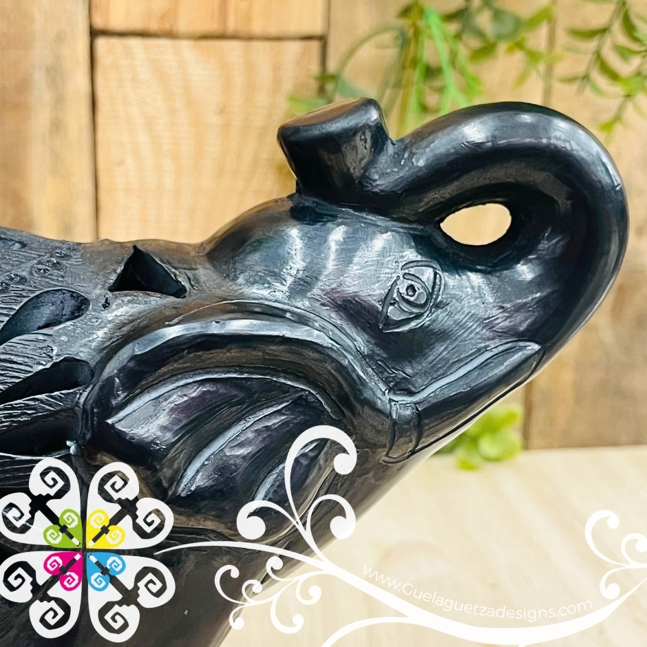 Medium Elephant Figure - Black Clay Oaxaca