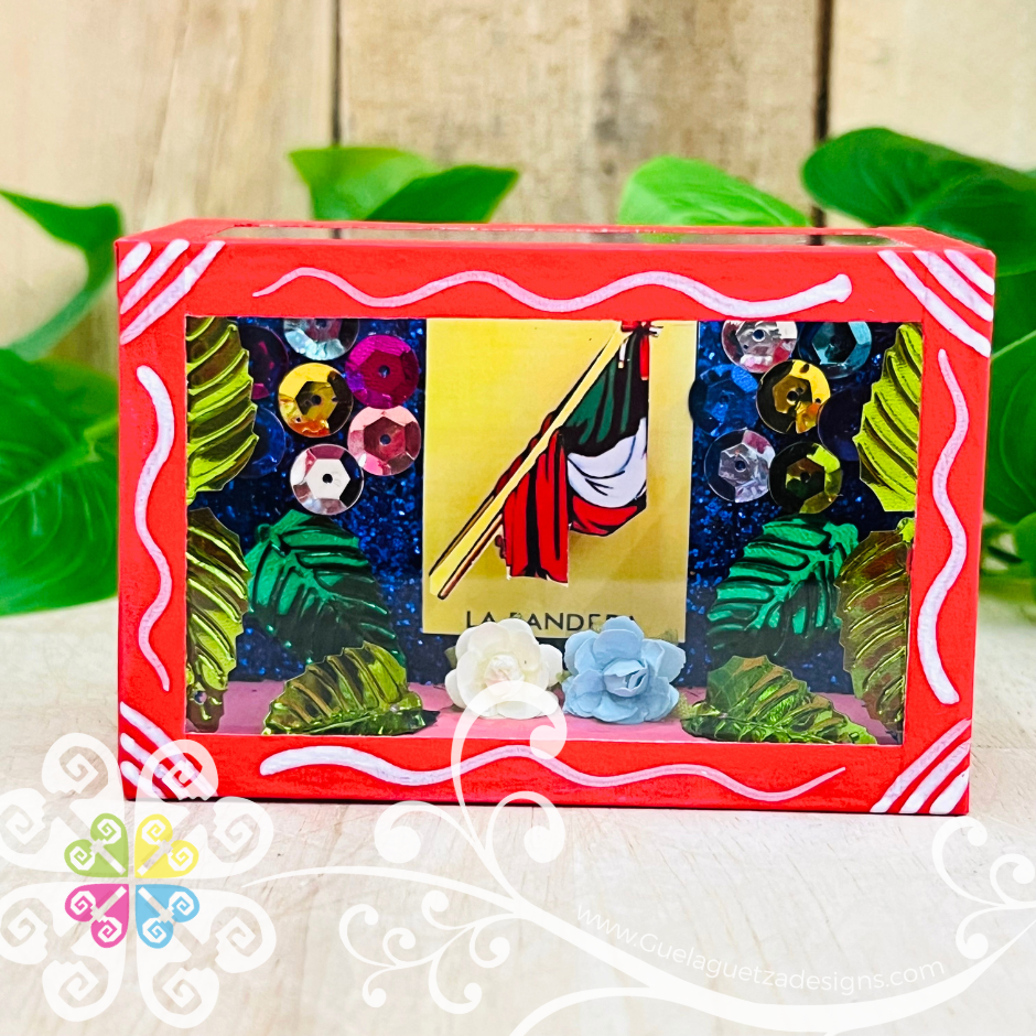 Mini Red Square LoteriaMX Mexican Box Decor - Cajita Decorativa Barro Cocido