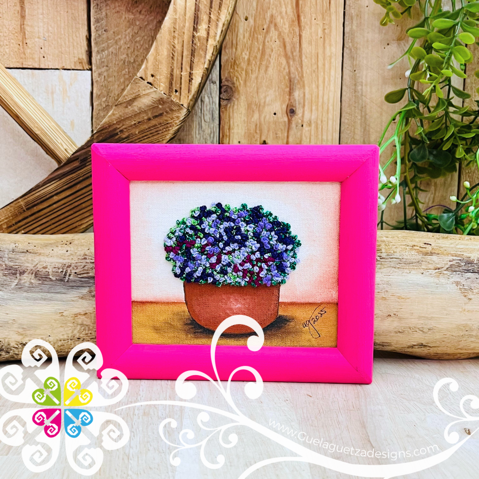 Planter - Embroidered Wood Frame