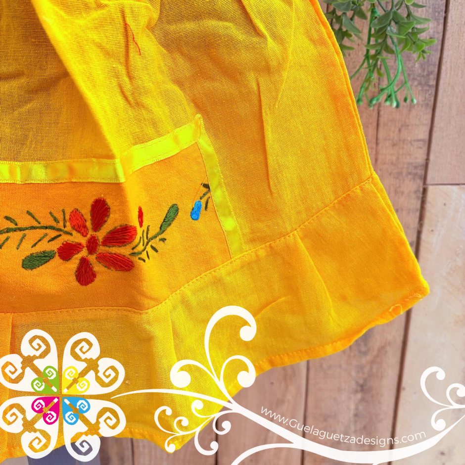 Yellow Aro Embroider Campesino Children Dress