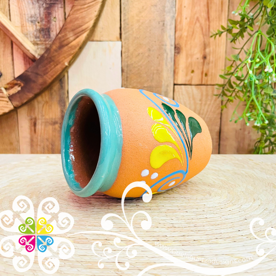 41 - La Rosa Cantarito LoteriaMX - Single Clay Cantarito