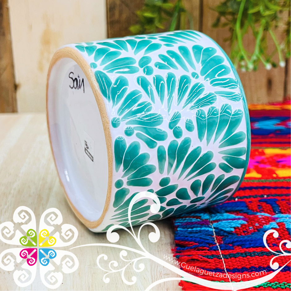 Medium Tazon Green Talavera Candle - Artisan Candles