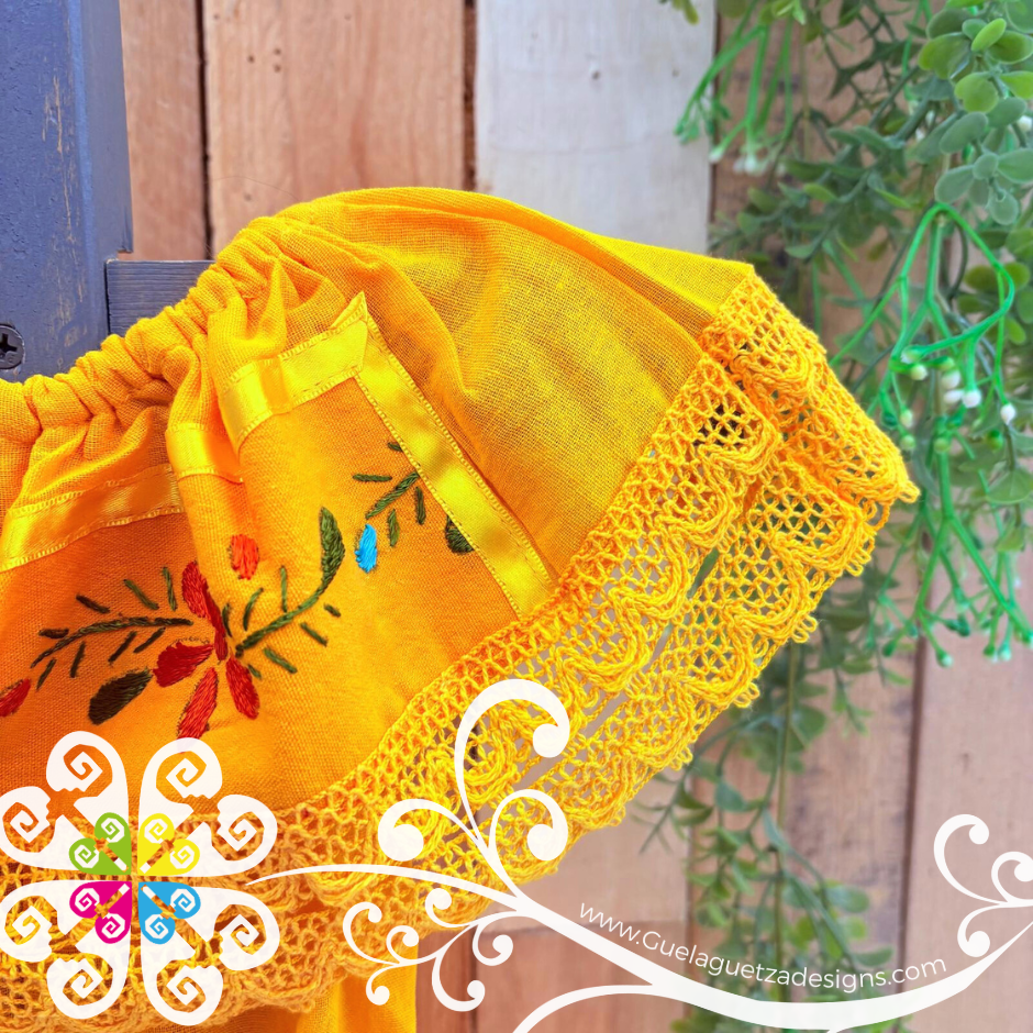 Yellow Aro Embroider Campesino Children Dress