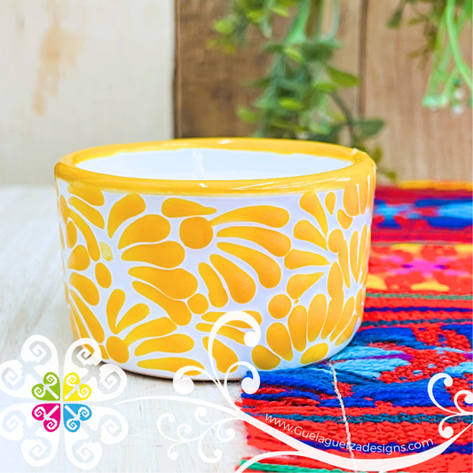 Small Yellow Talavera Candle - Artisan Candles