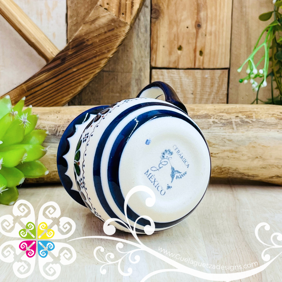 Navy Blue Taza Ponchera Flores - Barro Alta Temperatura - Single Clay Mug