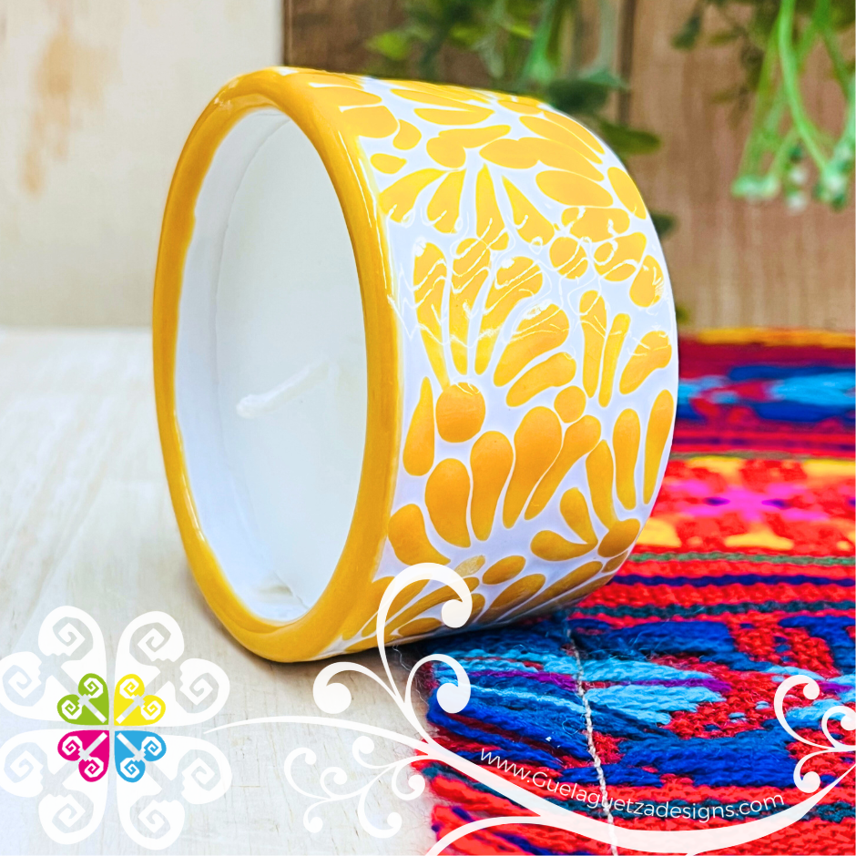 Small Yellow Talavera Candle - Artisan Candles