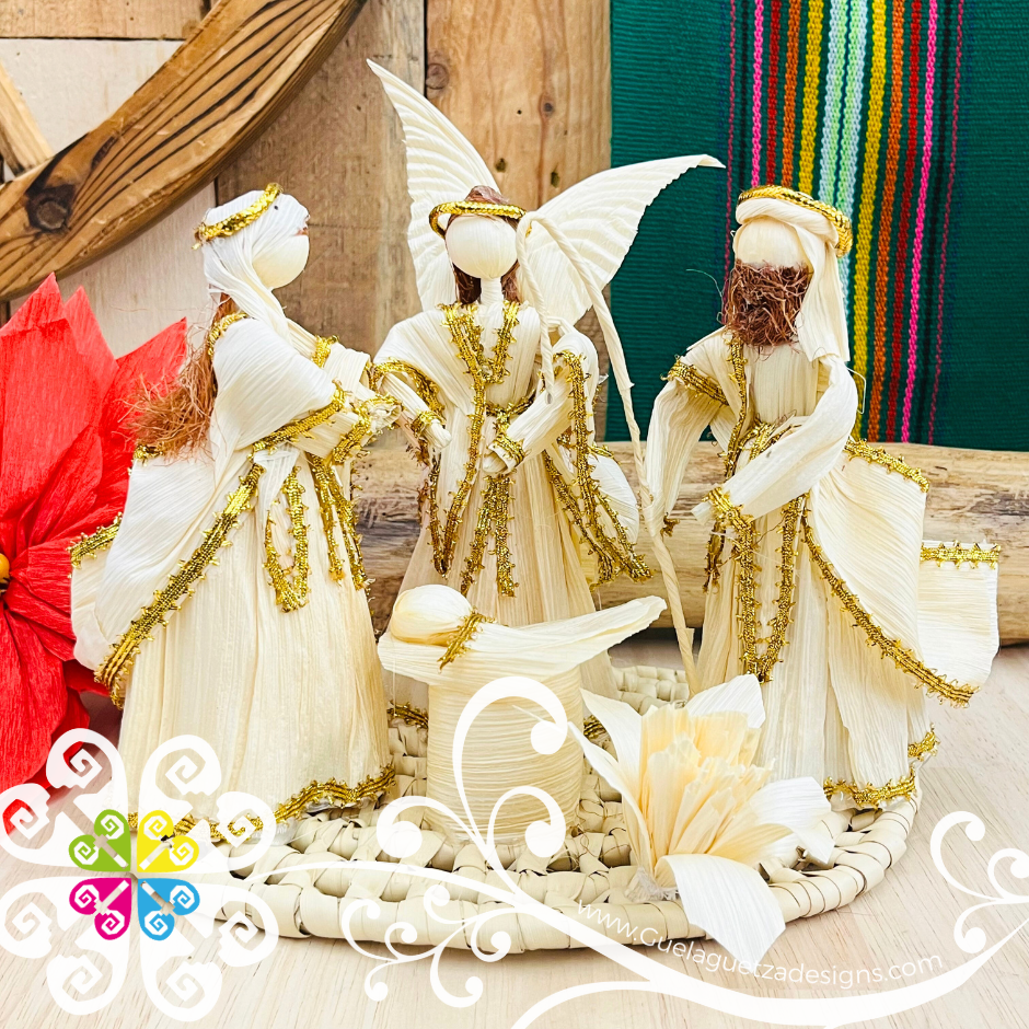 Medium Natural Nativity Set of 5 pcs - Nacimiento Navideno
