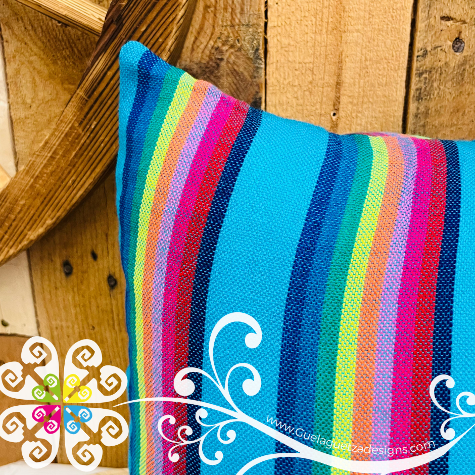 Blue Turquoise Decorative Cambray Pillow Case - Mexican Home