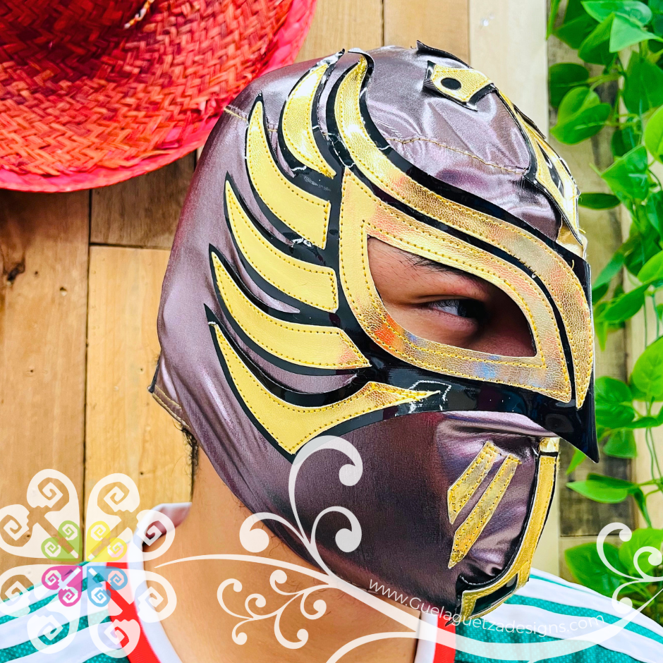 Plum and Gold Luchador Mask - Adult Lucha Libre Mask