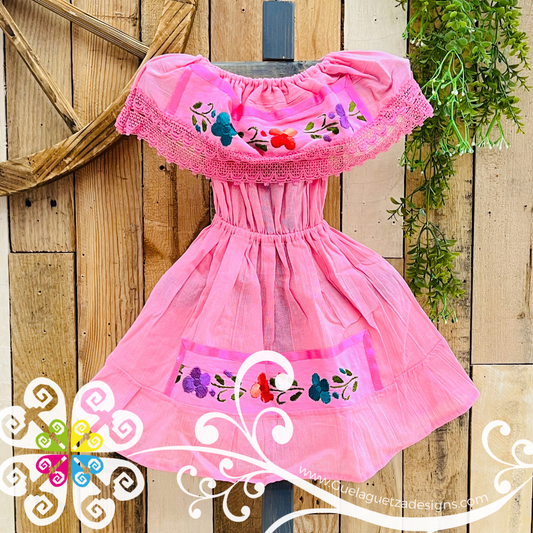 Baby Pink Aro Embroider Campesino Children Dress