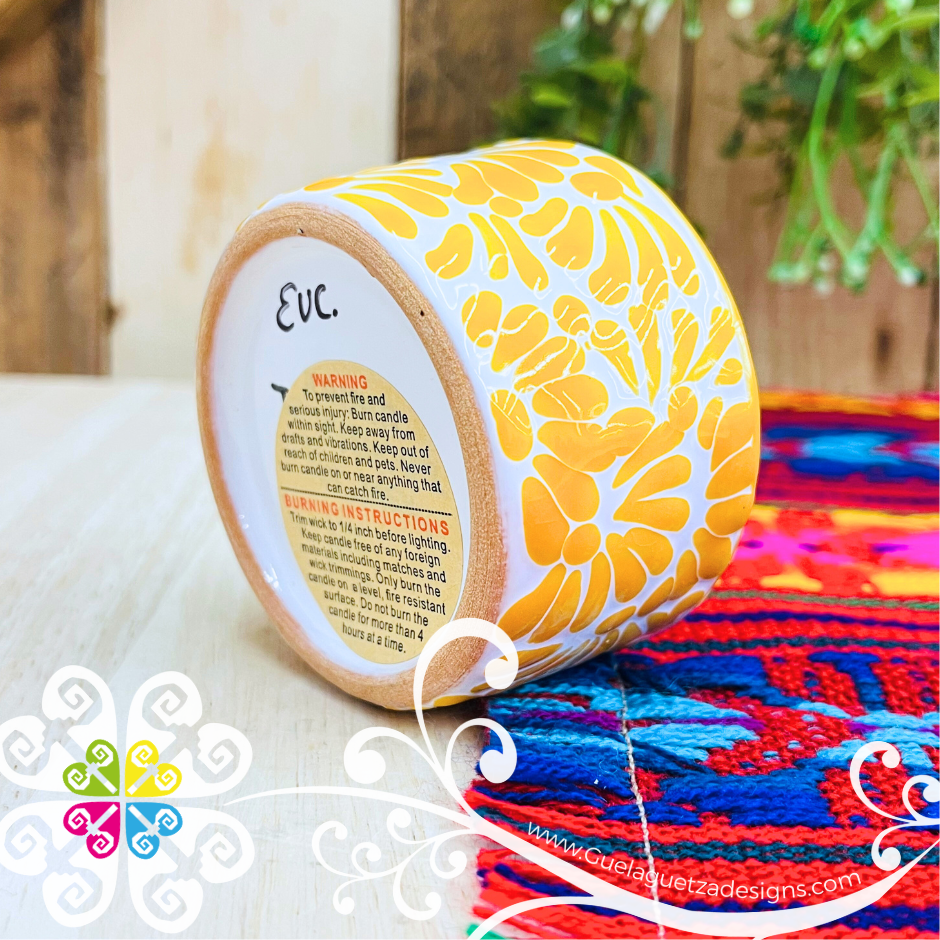 Small Yellow Talavera Candle - Artisan Candles