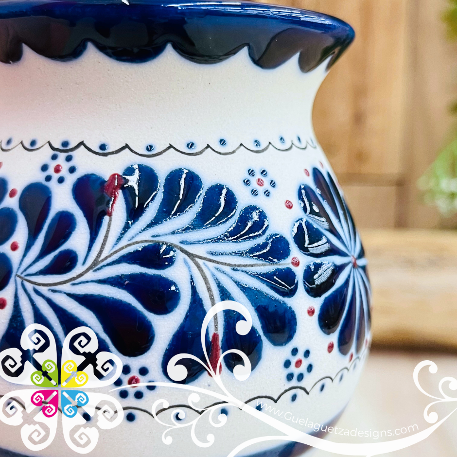 Navy Blue Taza Ponchera Flores - Barro Alta Temperatura - Single Clay Mug
