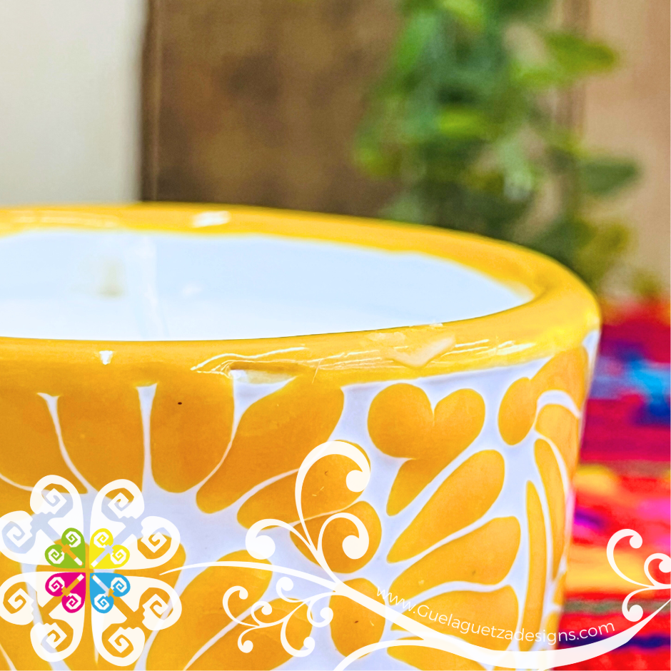 Small Yellow Talavera Candle - Artisan Candles