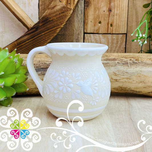 White Taza Ponchera Colibri - Barro Alta Temperatura - Single Clay Mug
