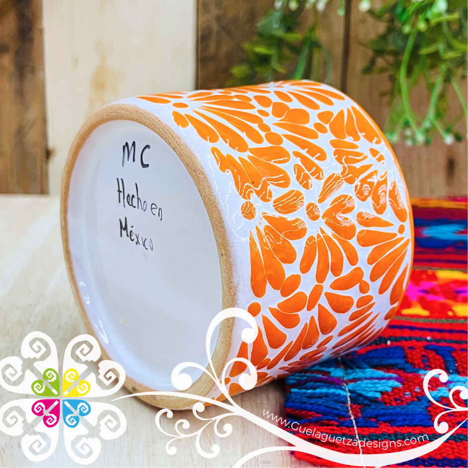 Medium Tazon Orange Talavera Candle - Artisan Candles