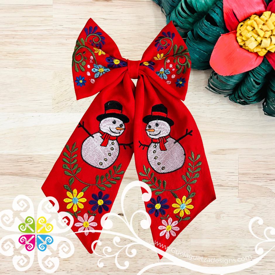 Snowman Hair Bow - Hair Accessories