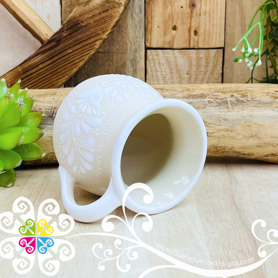 White Taza Ponchera Colibri - Barro Alta Temperatura - Single Clay Mug