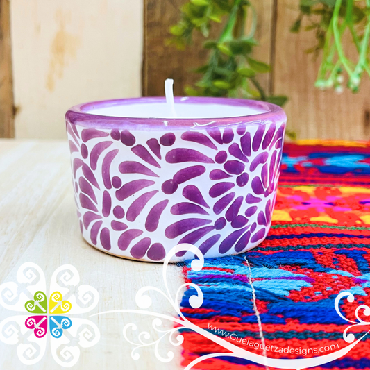 Small Purple Talavera Candle - Artisan Candles
