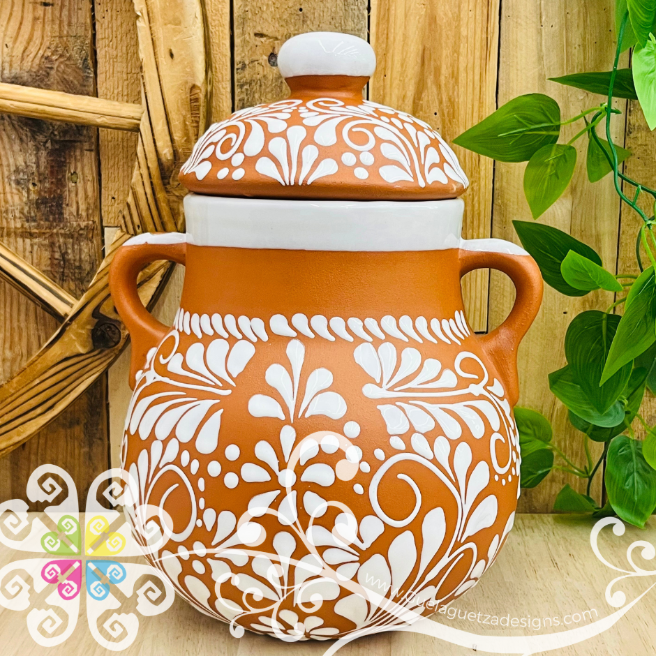 Natural with White Espiga Olla Bule - Home Decor
