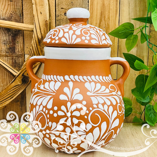 Natural with White Espiga Olla Bule - Home Decor