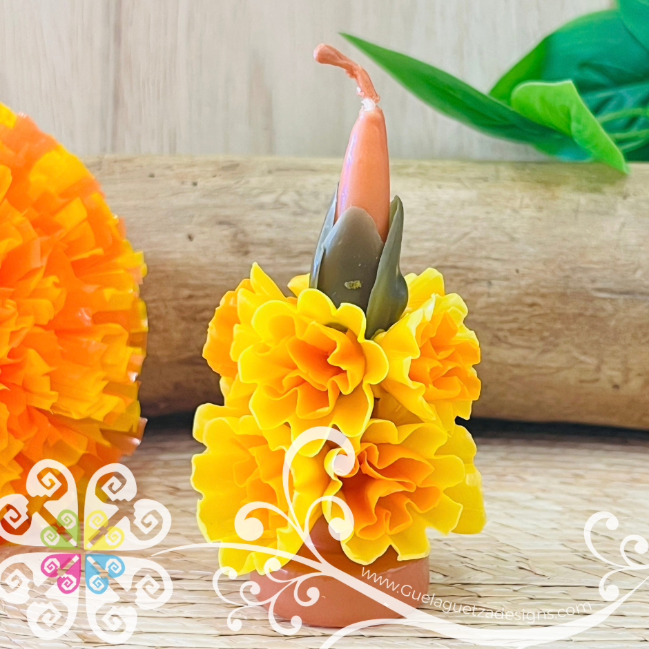 Mini Yellow Vela Escamada Elegancia Artesanal- Artisan Candles Vedesa
