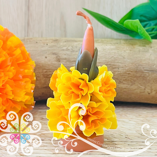Mini Yellow Vela Escamada Elegancia Artesanal- Artisan Candles Vedesa