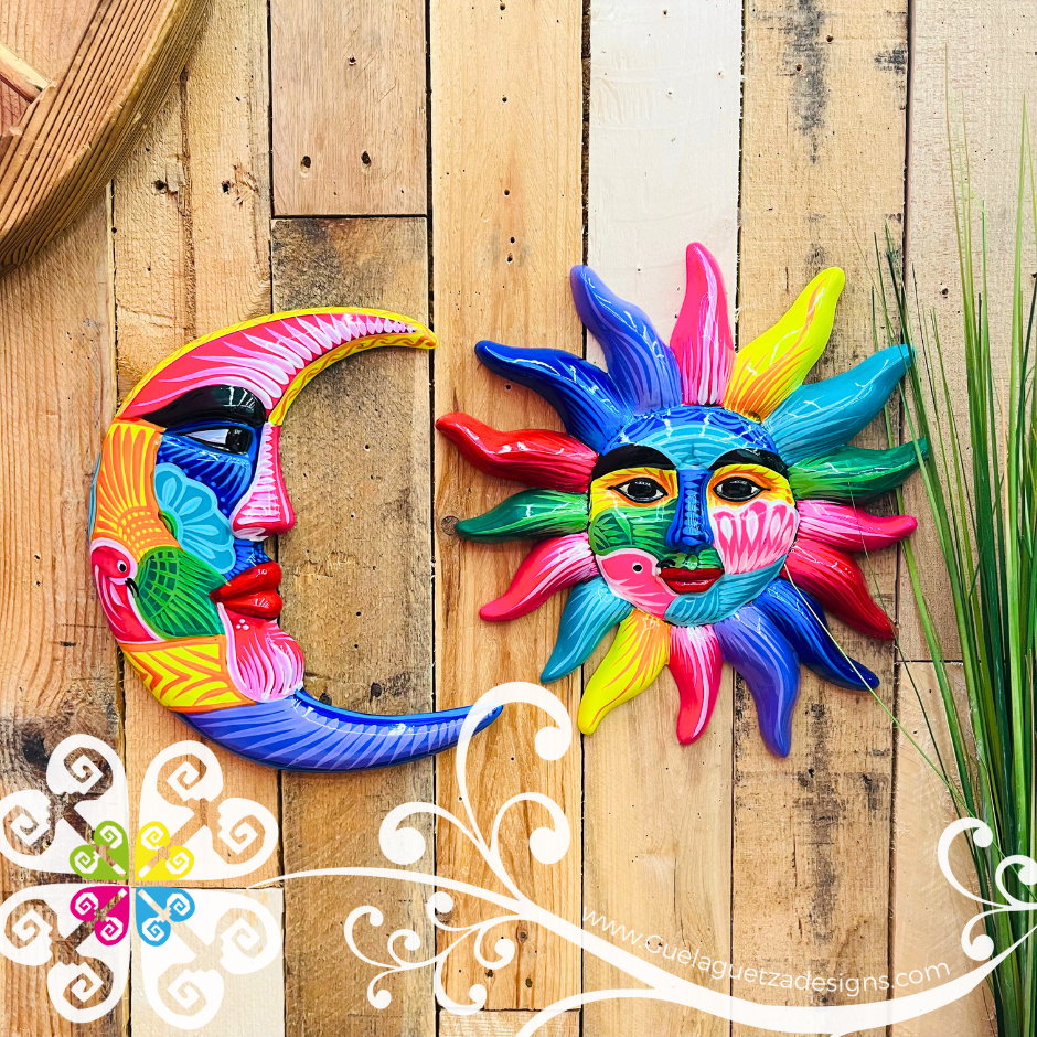 Medium Multicolor Sun & Moon Set - Wall Decor