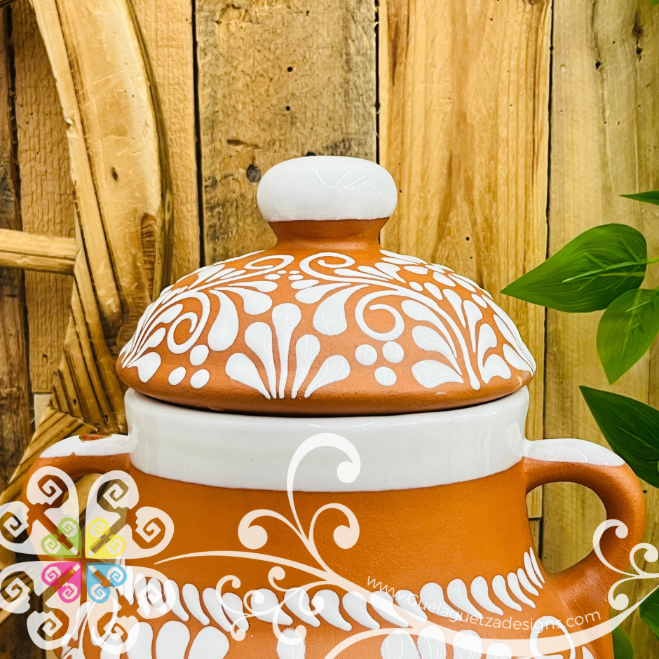 Natural with White Espiga Olla Bule - Home Decor