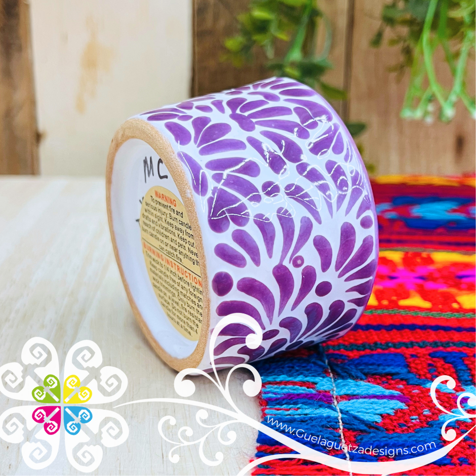 Small Purple Talavera Candle - Artisan Candles