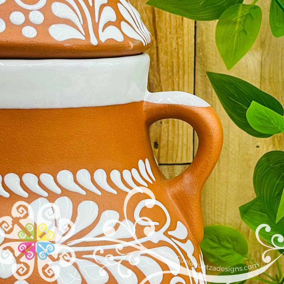Natural with White Espiga Olla Bule - Home Decor
