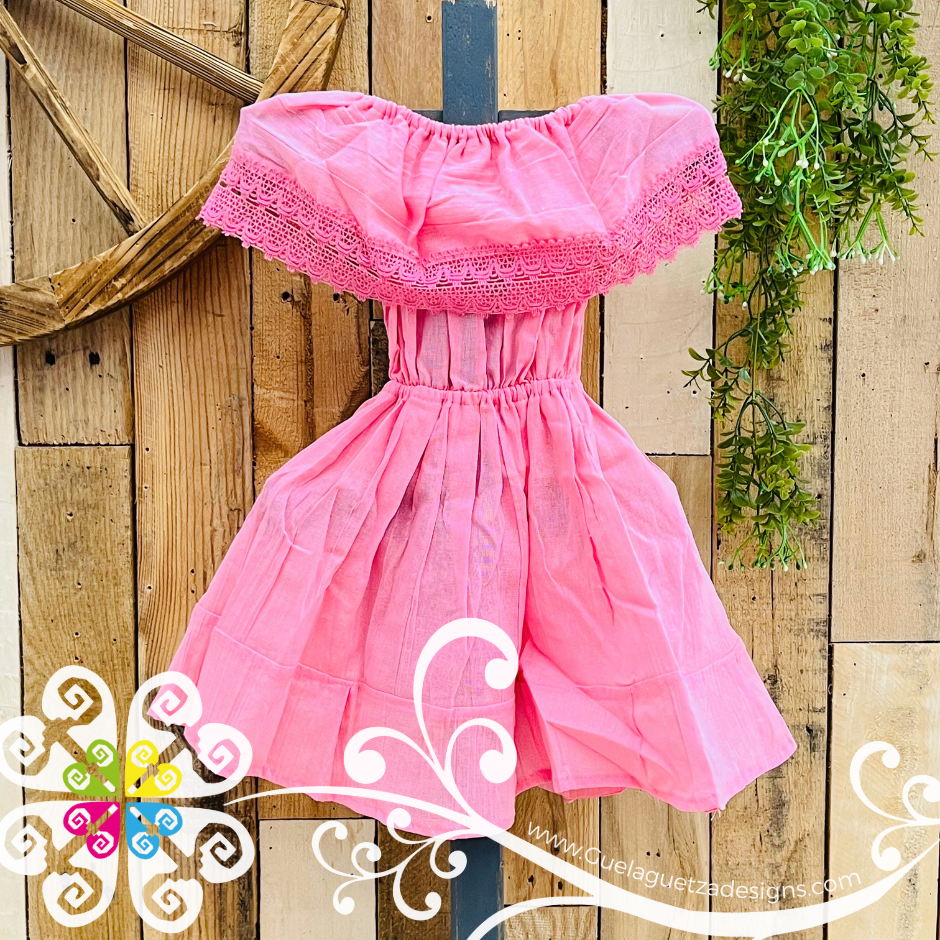Baby Pink Aro Embroider Campesino Children Dress