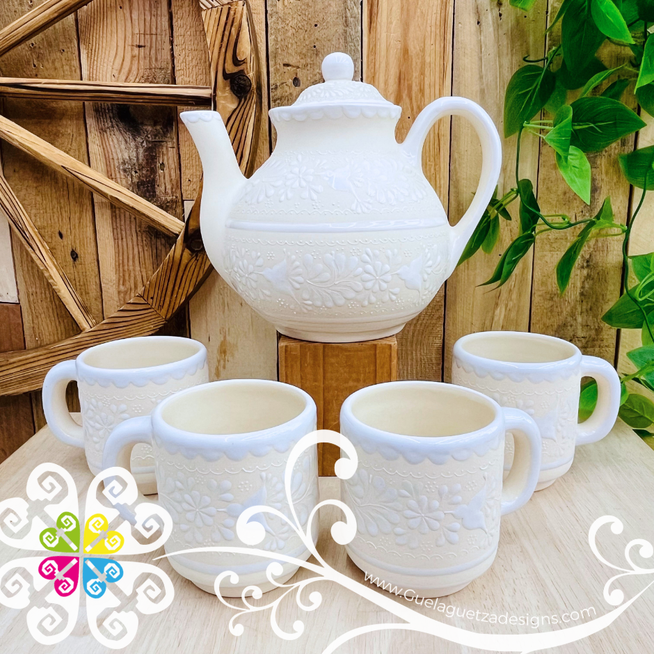 Tetera Set with 4 Mugs 5 pcs Set - Barro Alta Temperatura