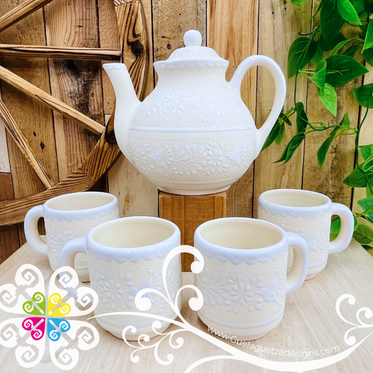 Tetera Set with 4 Mugs 5 pcs Set - Barro Alta Temperatura