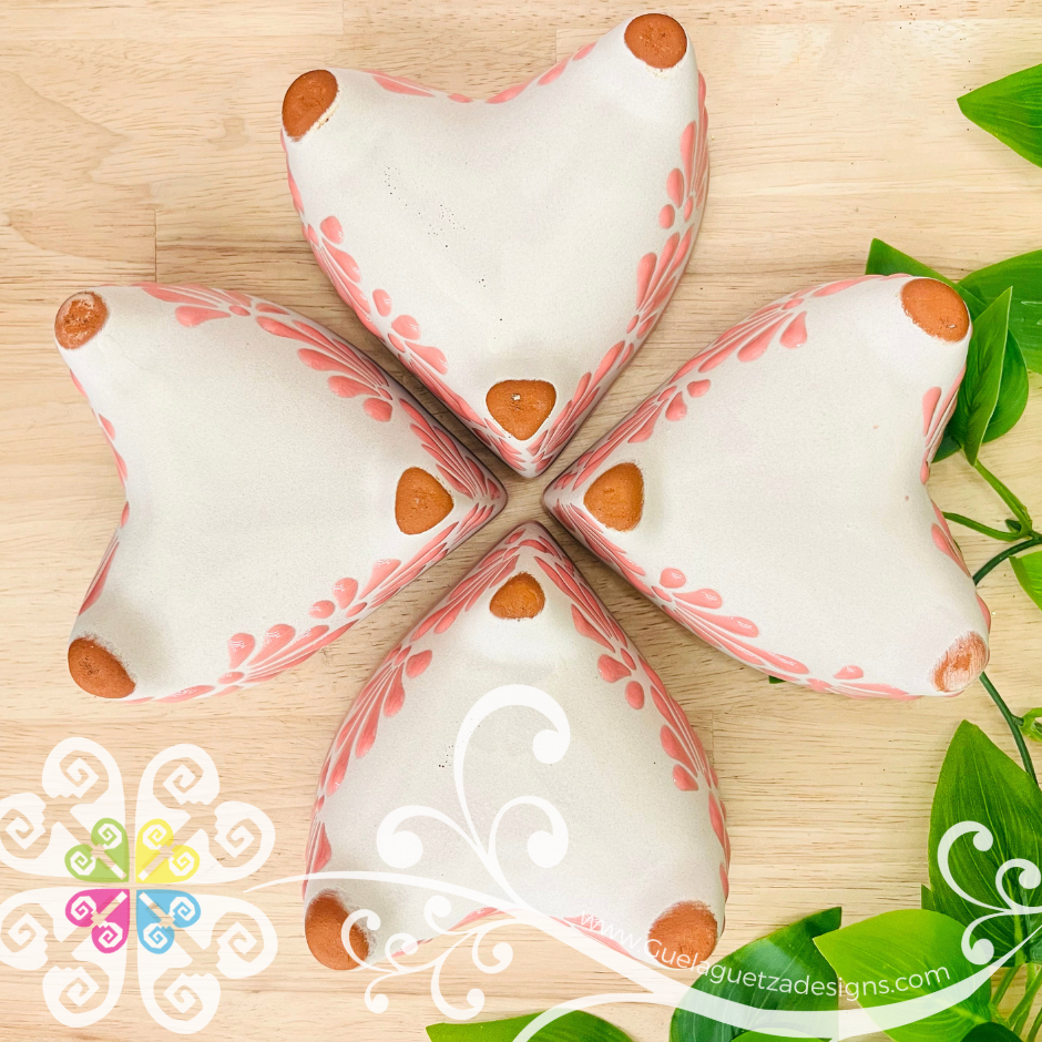 Set of 4 Pink Espiga Molcajete Corazon Barro - Mexican Kitchen