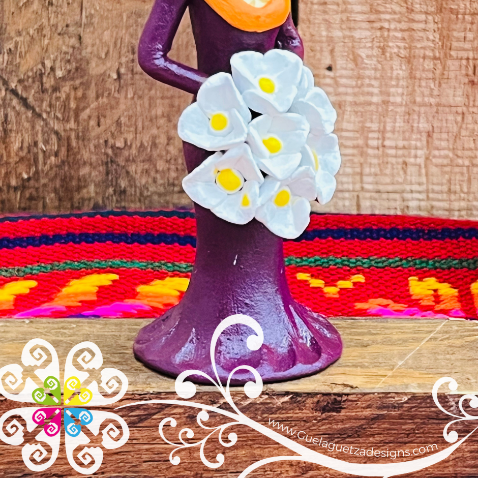 Mini Purple Fina Clay Catrina Michoacana - Capula Clay Home