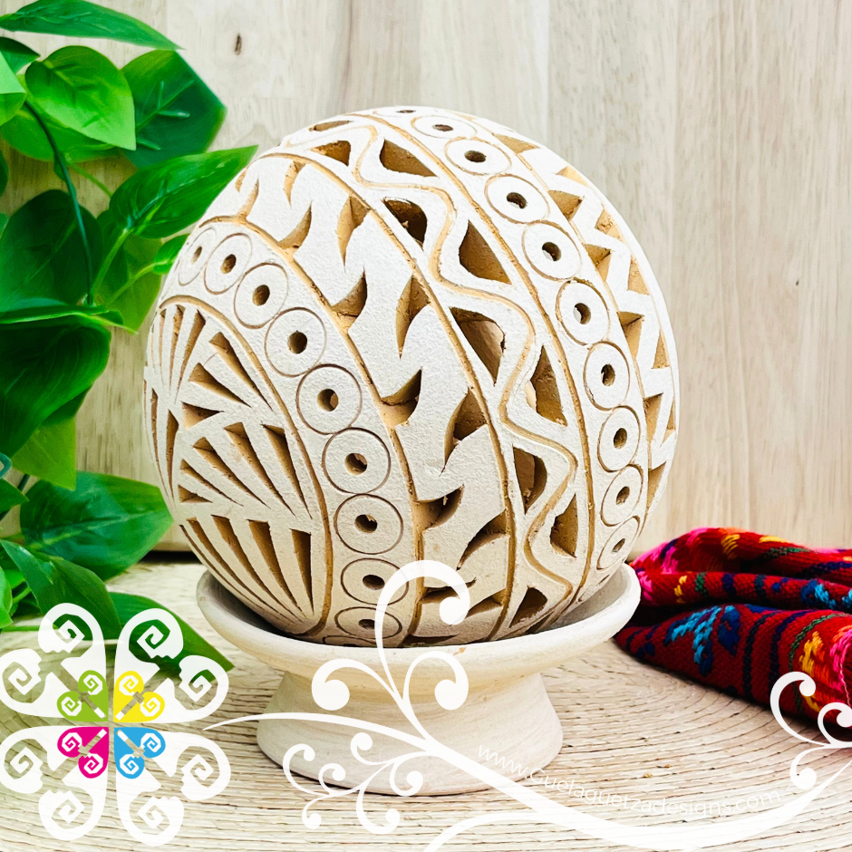 Medium Round Candle Holder - Barro Atzompa