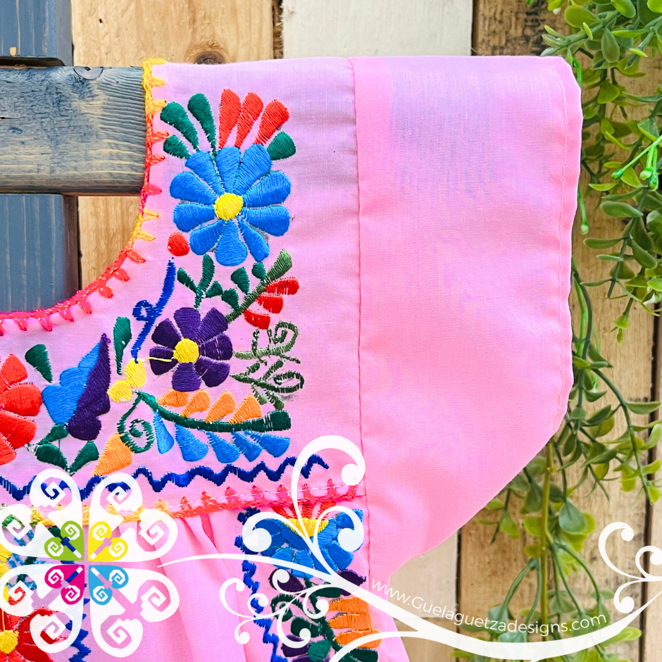 Baby Pink Vestido Tehuacan Nina - Tehuacan Children Dress