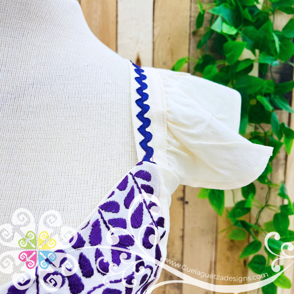 Purple Paloma Crop Top - Short Flutter Sleeve - Women's Top