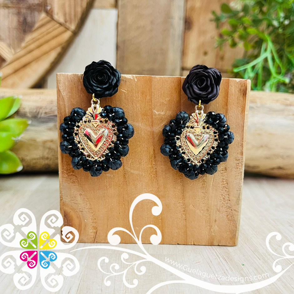 Solid Color Corazon Milagrito Wood Studs- Palm Earrings