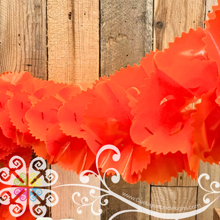 Small Orange Fiesta Decor - Worm Flower Banner - Day of the Dead Decor