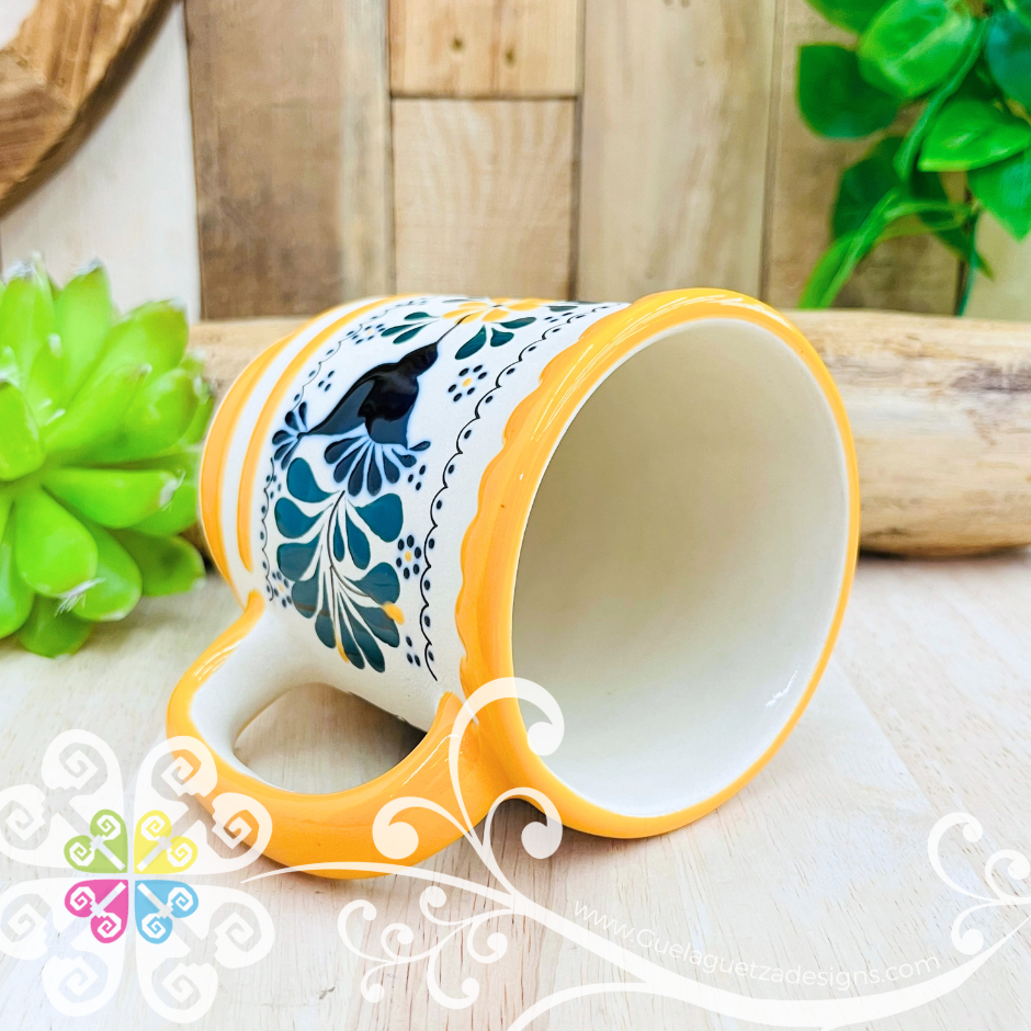 Yellow Taza Capuchino Colibri - Barro Alta Temperatura - Single Clay Mug