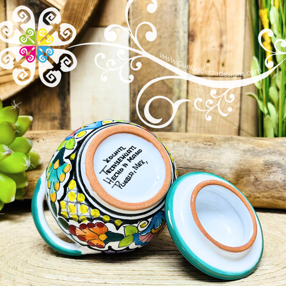 Medium Multicolor Talavera Sugar Bowl - Talavera Azucarera - Talavera Kitchen