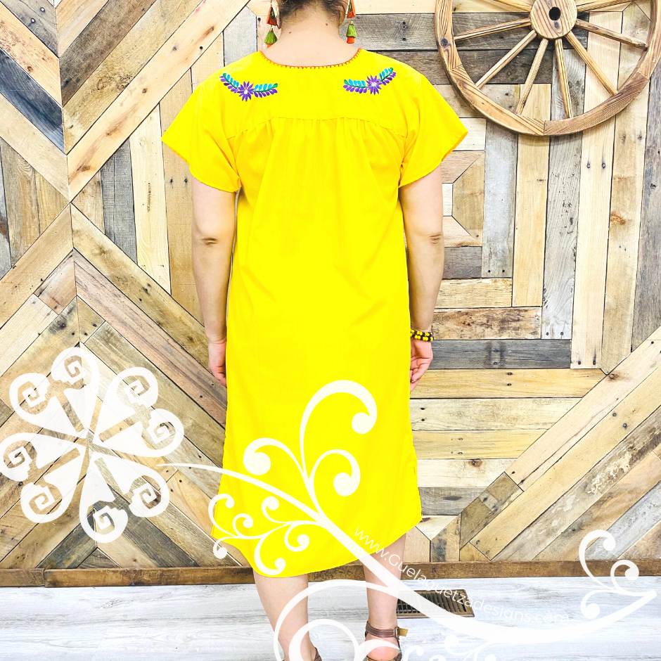 Yellow Vestido Tehuacan Puebla - Women Dress