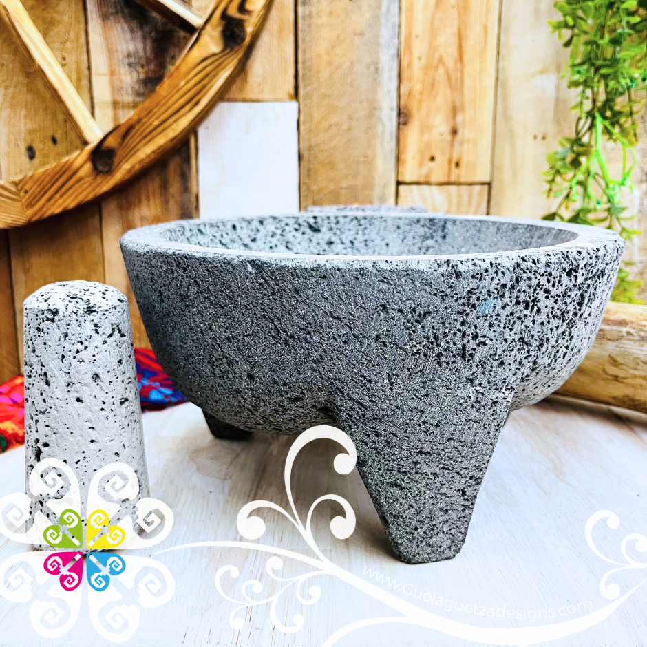 Large Floreado Molcajete Piedra