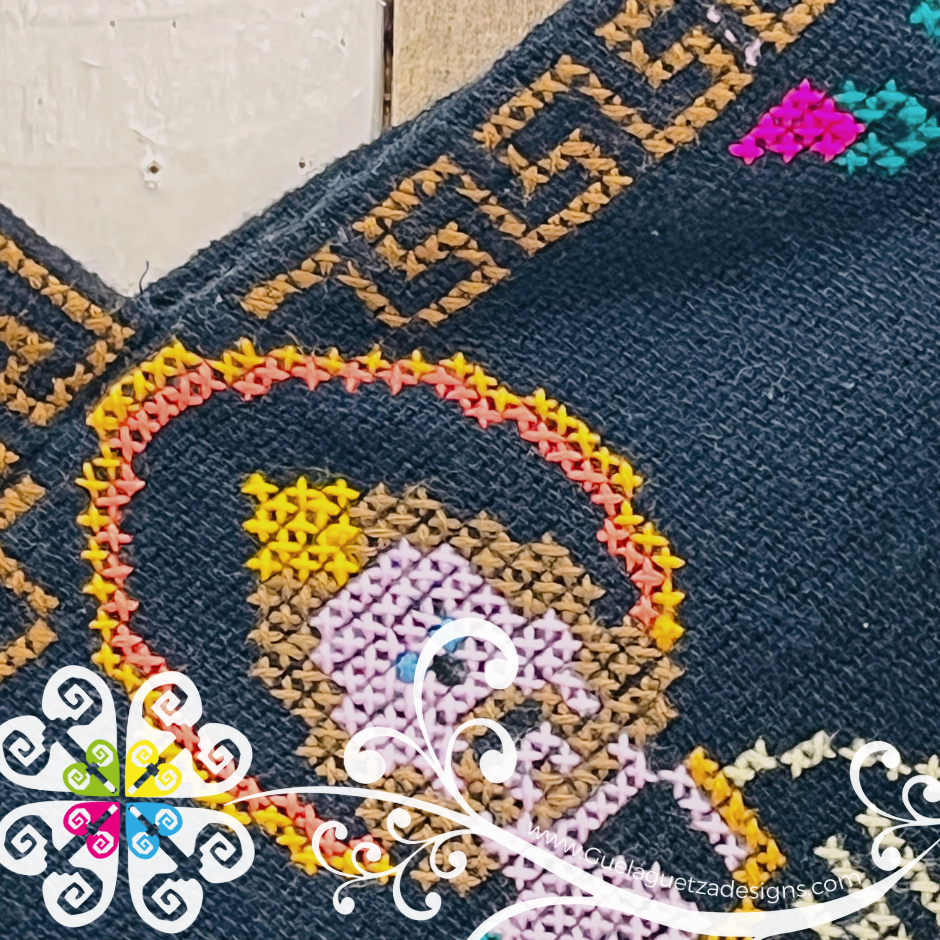 San Judas Design Black Embroider Poncho - Mañanita