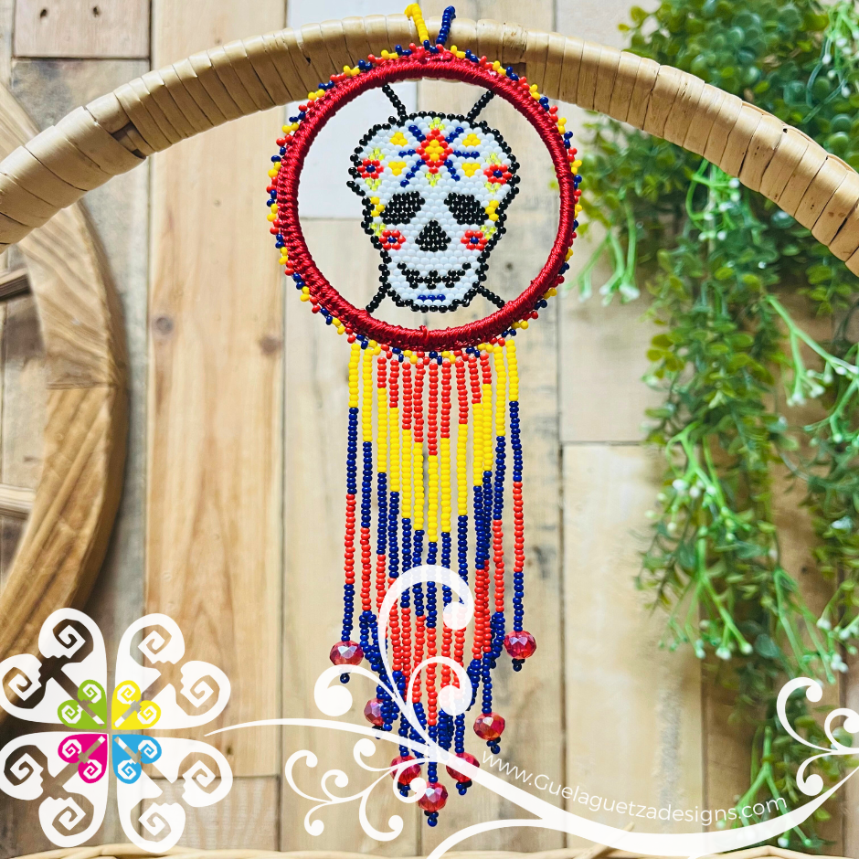 Calaverita Beaded Dream Catcher - Huichol Art